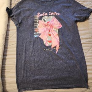 Simply Southern Navy T-Shirt with Pink Bow